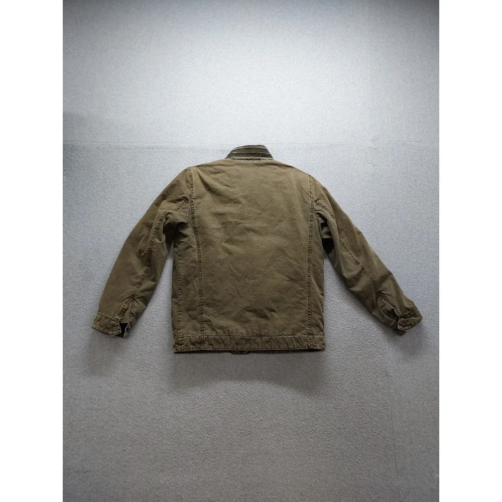 Levis Men Field Jacket S Brown Utility Zip Front Stand Collar Pockets Workwear